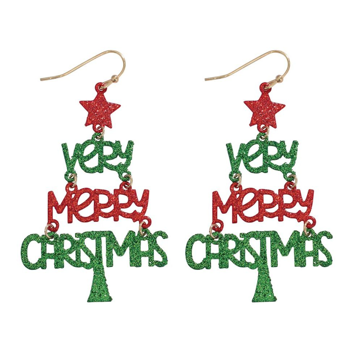 Periwinkle Very Merry Christmas Tree Earrings