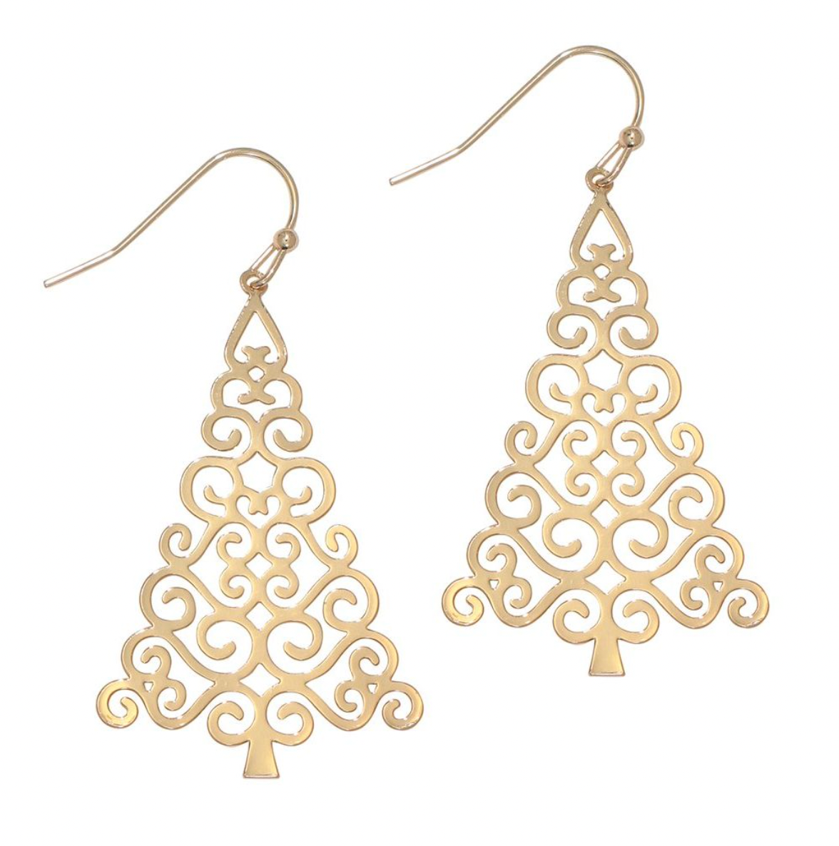 Periwinkle Gold Christmas Tree Earrings