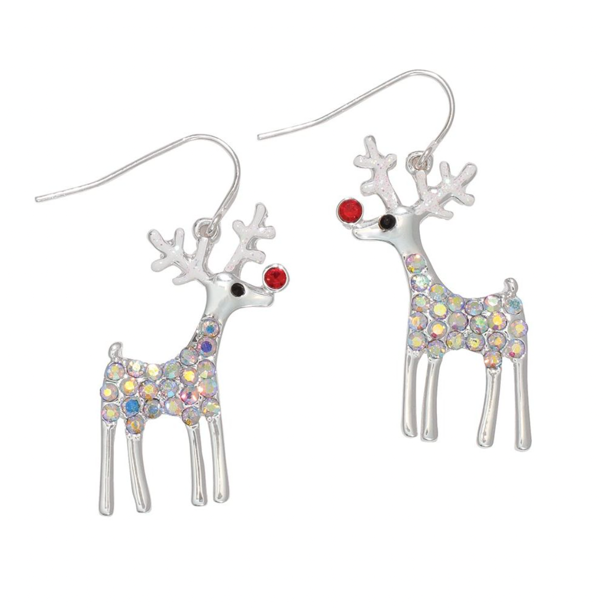 Periwinkle Rudolph With Crystal Earrings