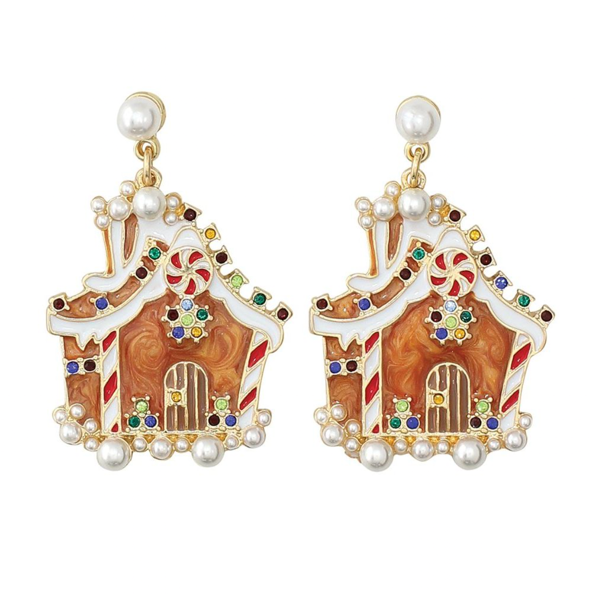 Periwinkle Gingerbread House Earrings