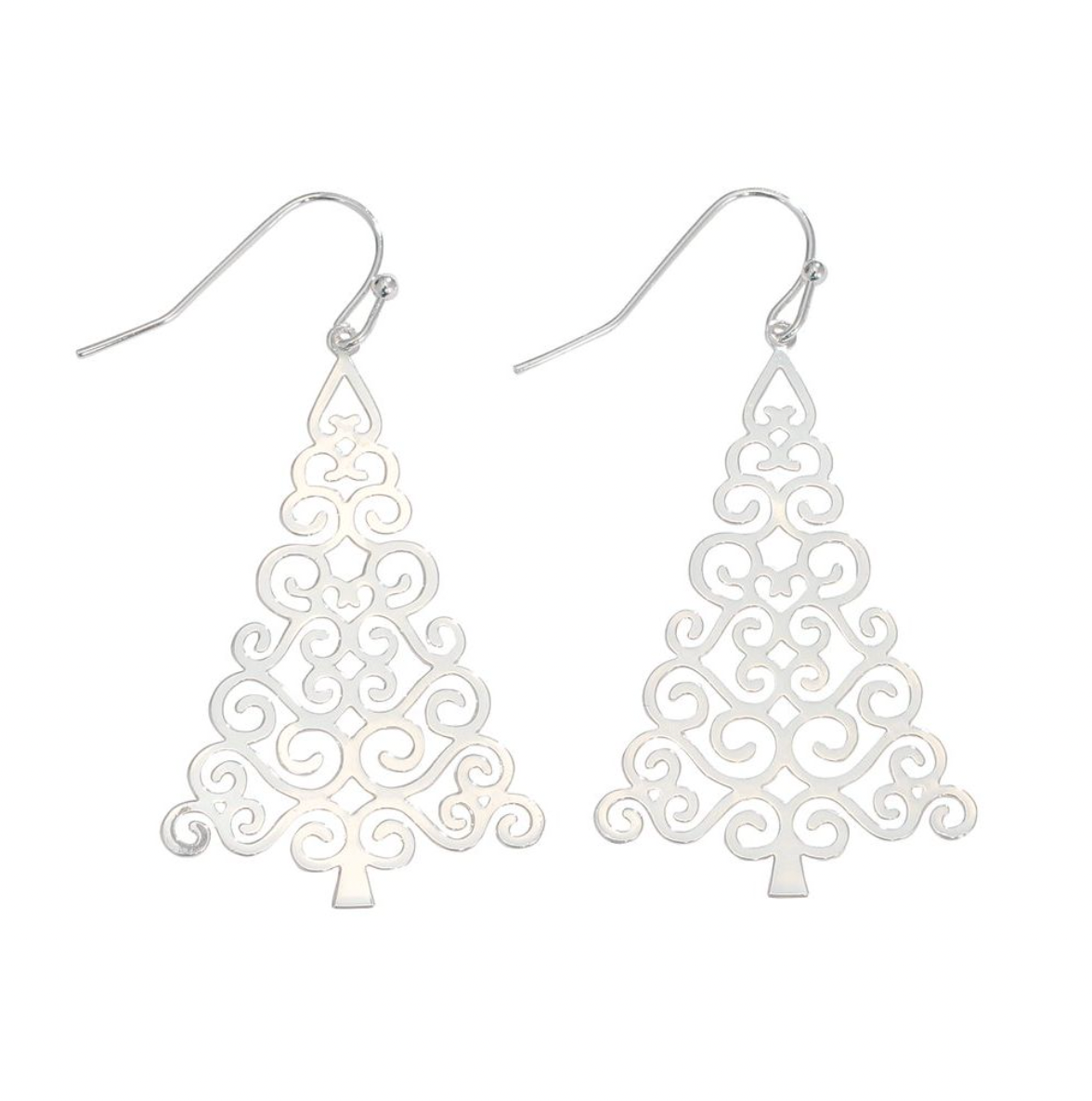 Periwinkle Silver Christmas Tree Earrings