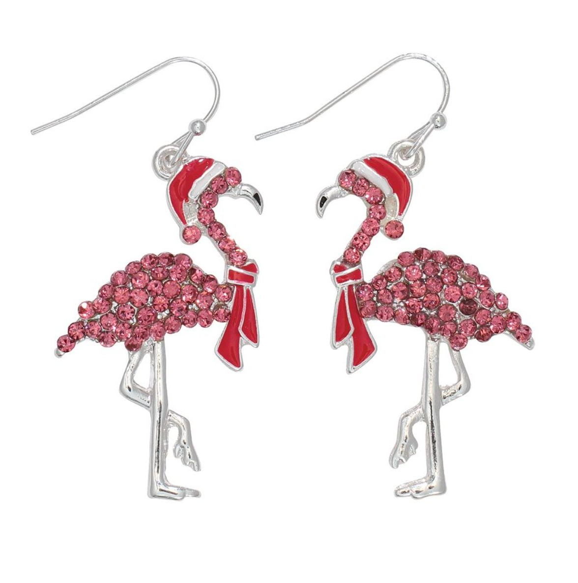 Periwinkle Christmas Flamingo Earrings