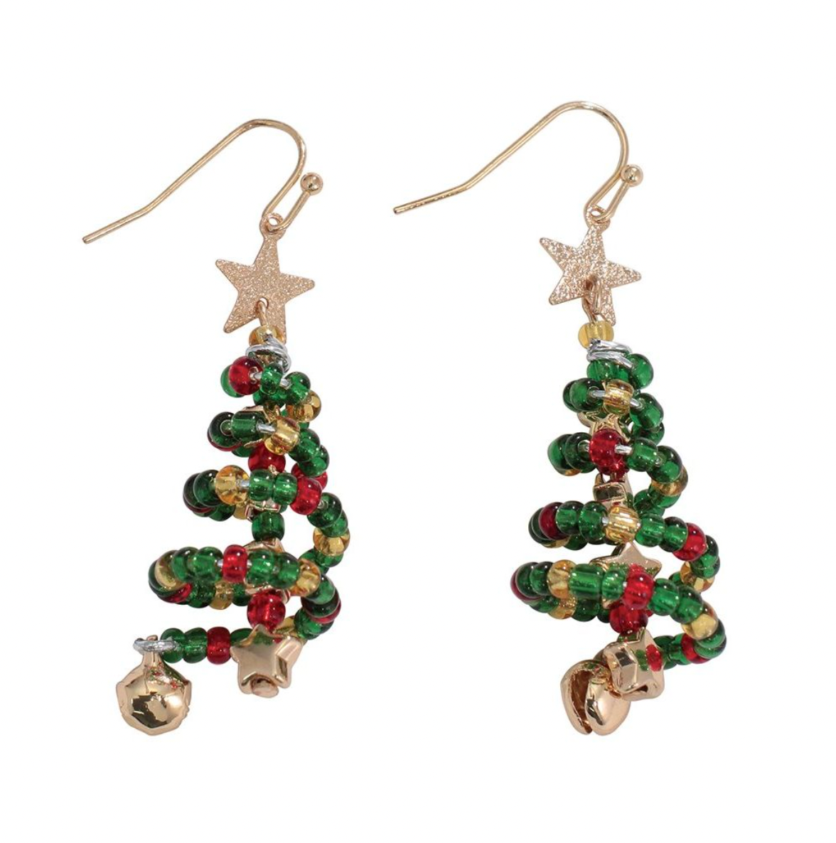 Periwinkle Bead Christmas Tree Earrings