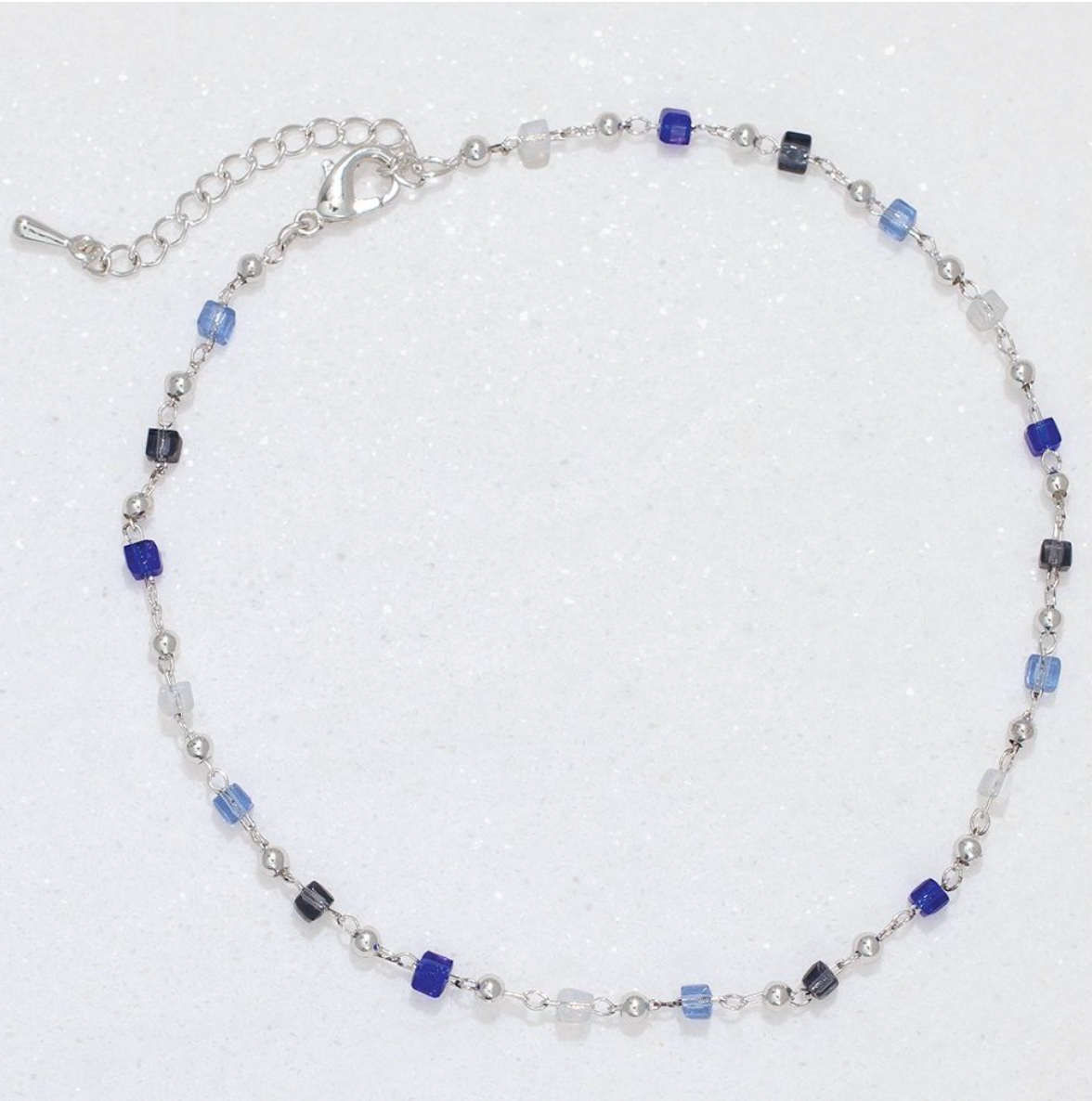 Periwinkle Silver and Blue Crystal Anklet