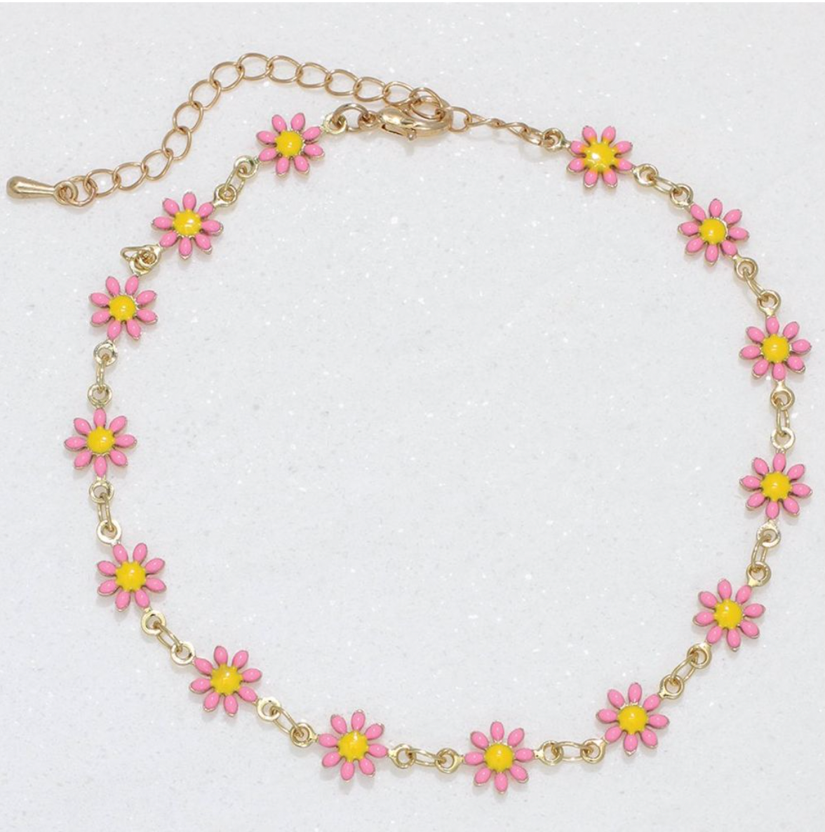 Periwinkle Linked Flower Anklet