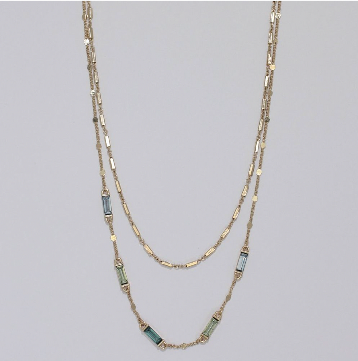 Periwinkle Gold And Blue Crystal Necklace