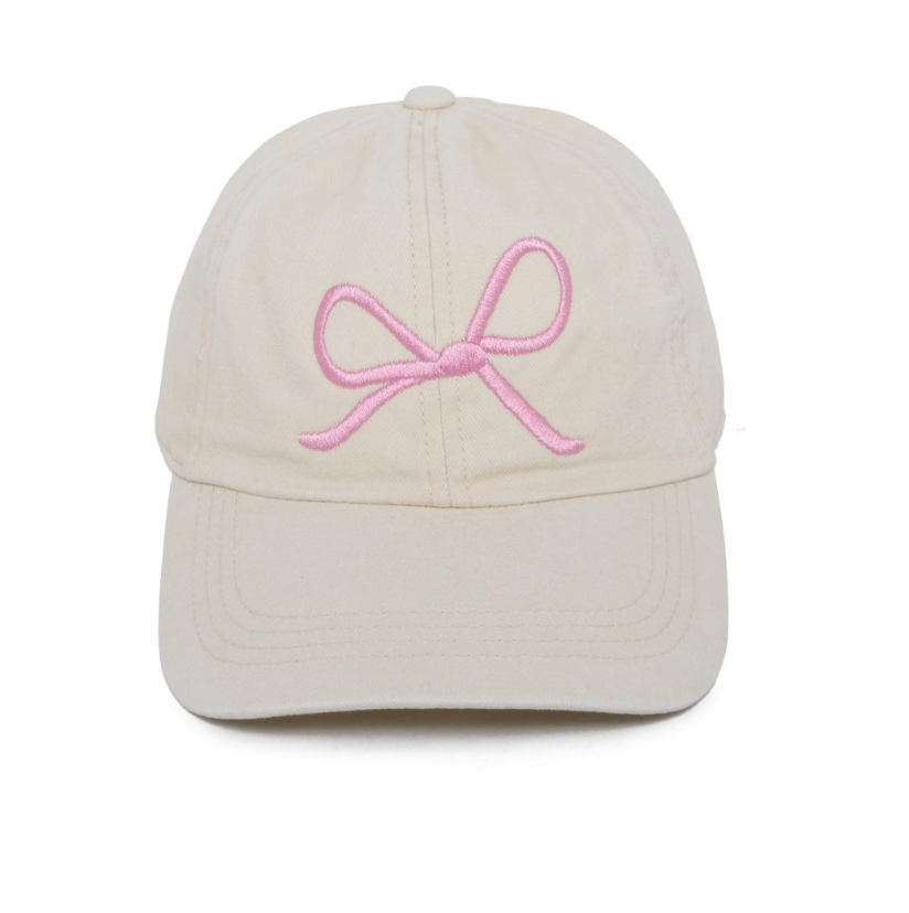 Embroidered Bow Baseball Cap