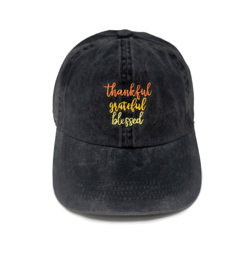 Thankful Grateful Blessed Embroidered Baseball Cap