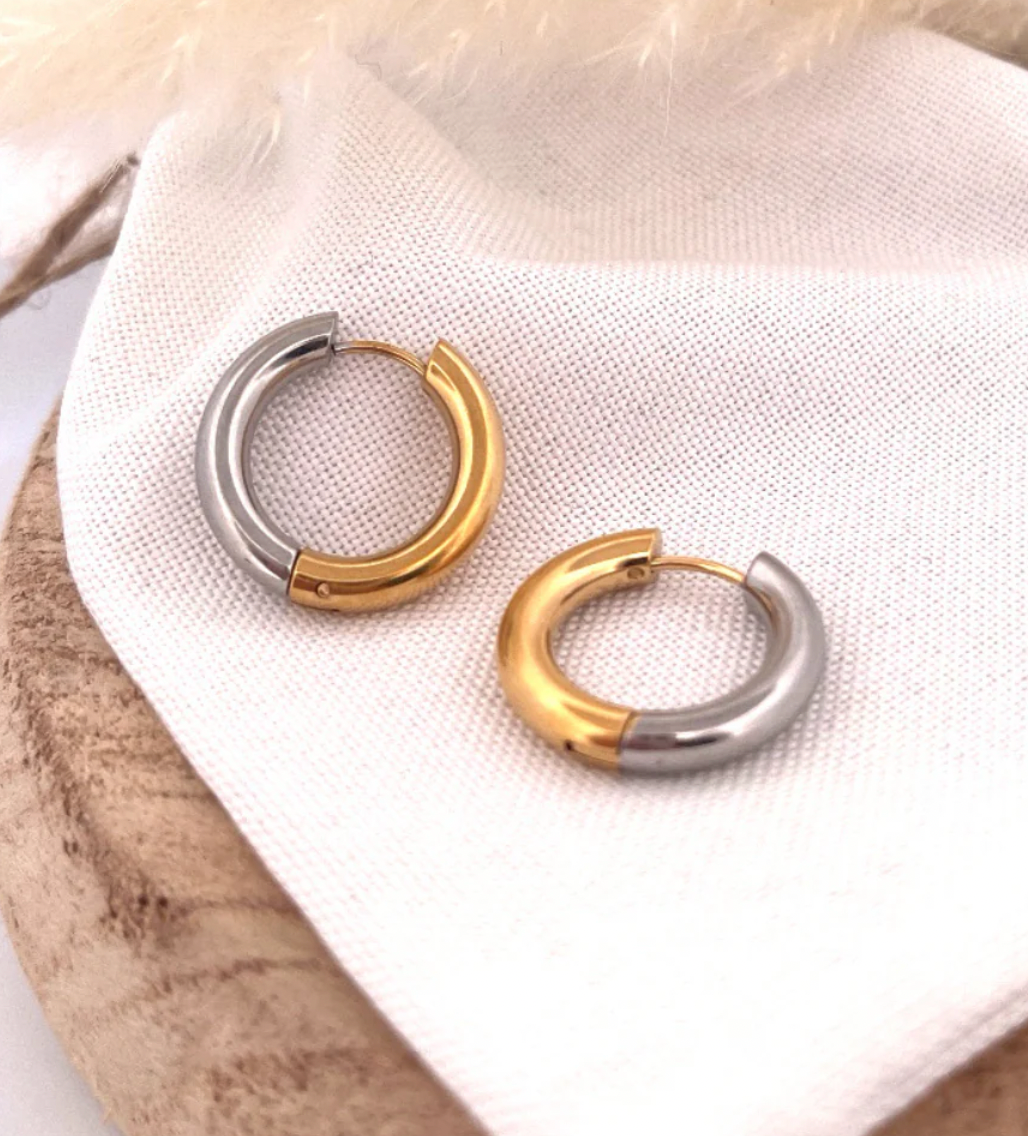 Mixed Metal Hoop Earring