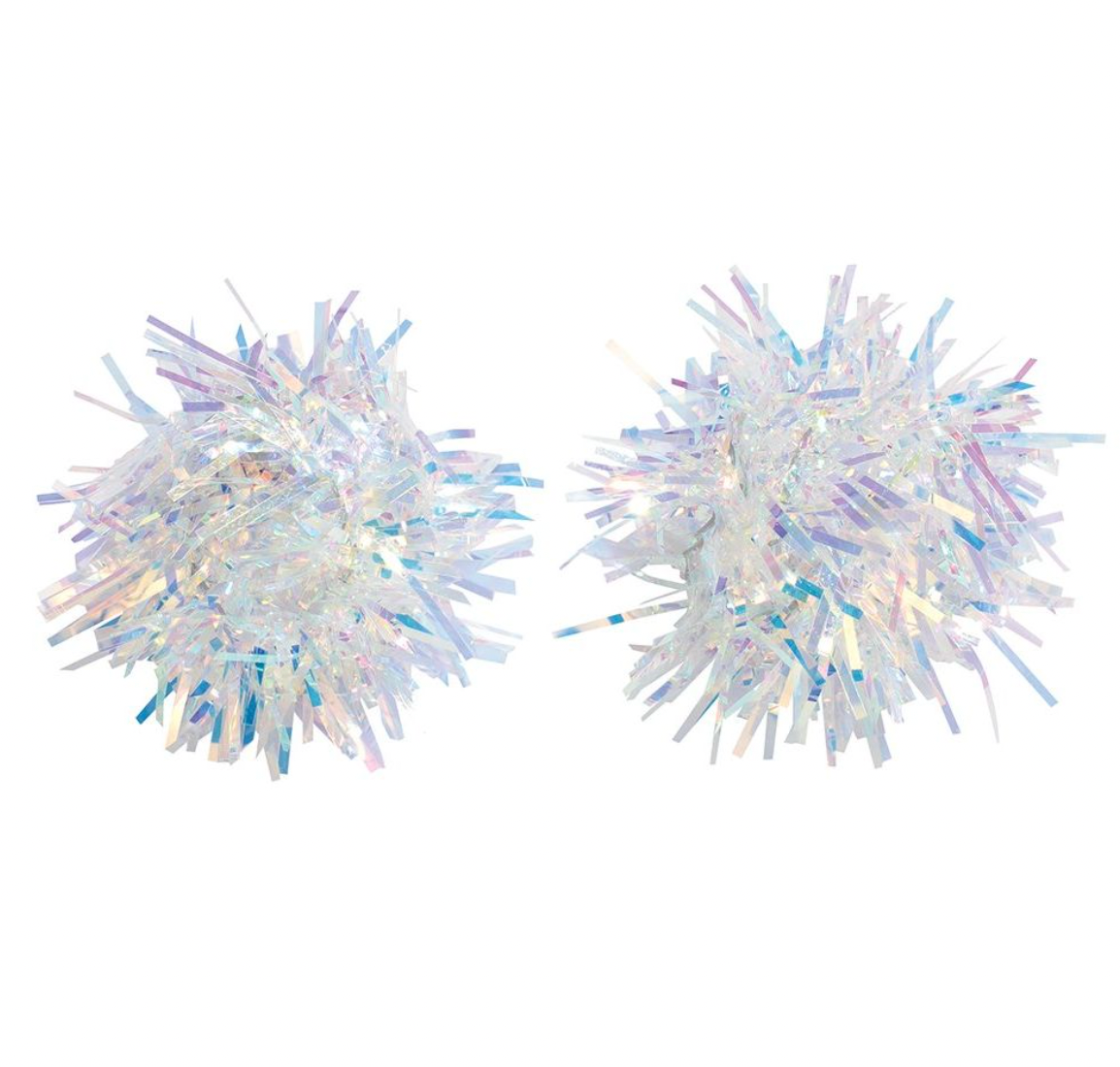 Periwinkle Silver Iridescent Pompom Earrings