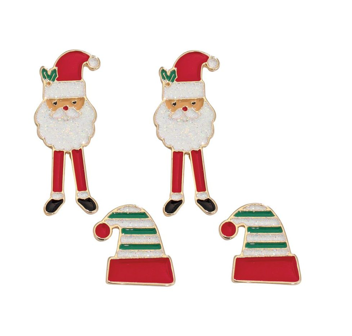 Periwinkle Santa & Elf Hats Earrings