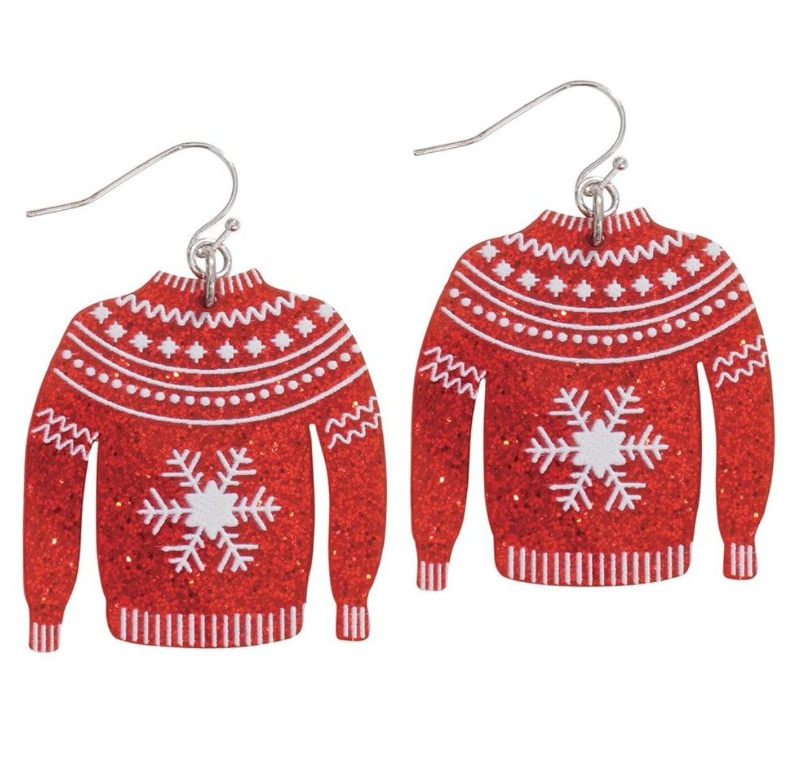 Periwinkle Glitter Holiday Sweater Earrings