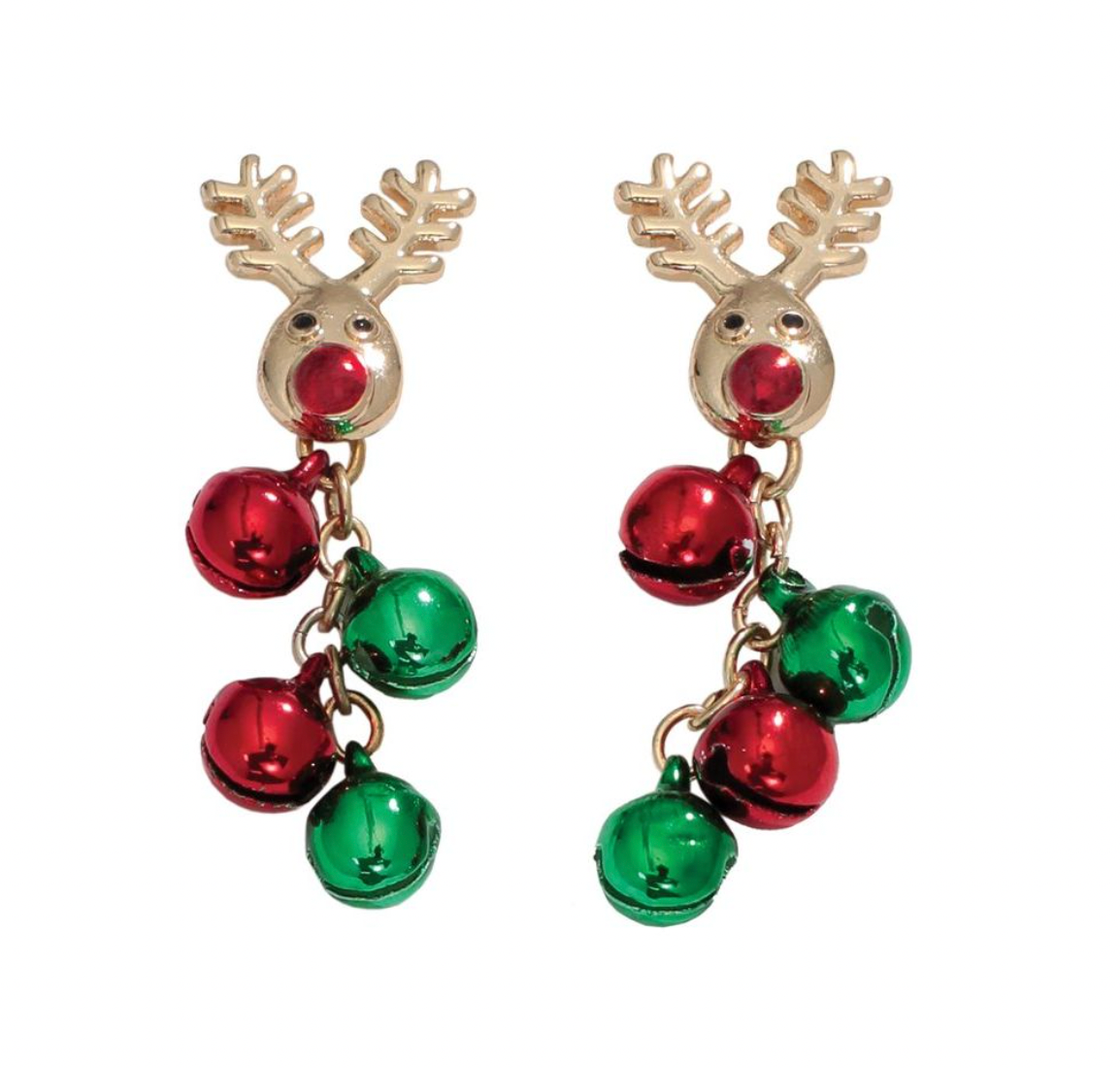 Periwinkle Cute Rudolph w Jingle Earrings