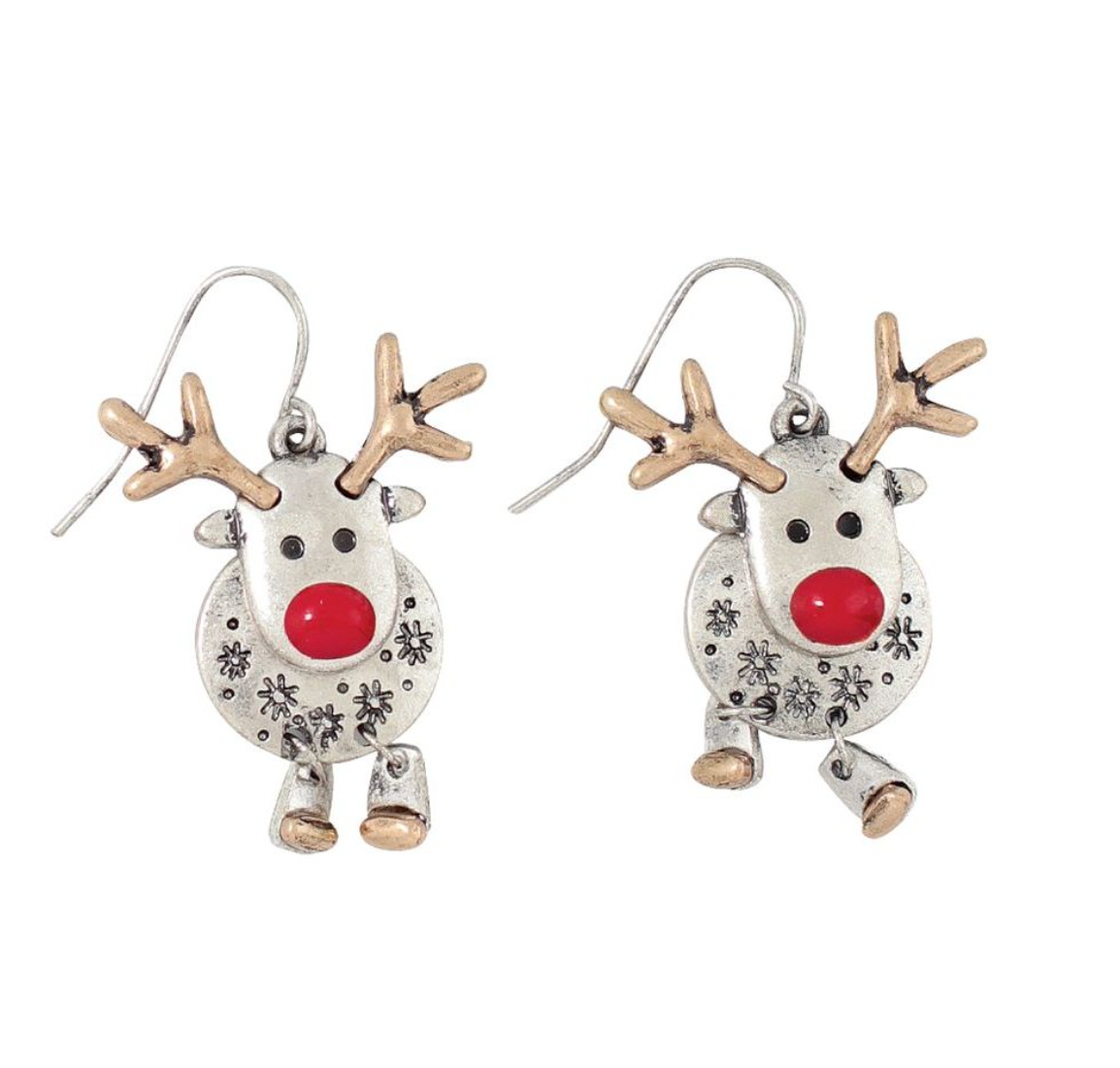 Periwinkle Red Nose Rudolph Earrings