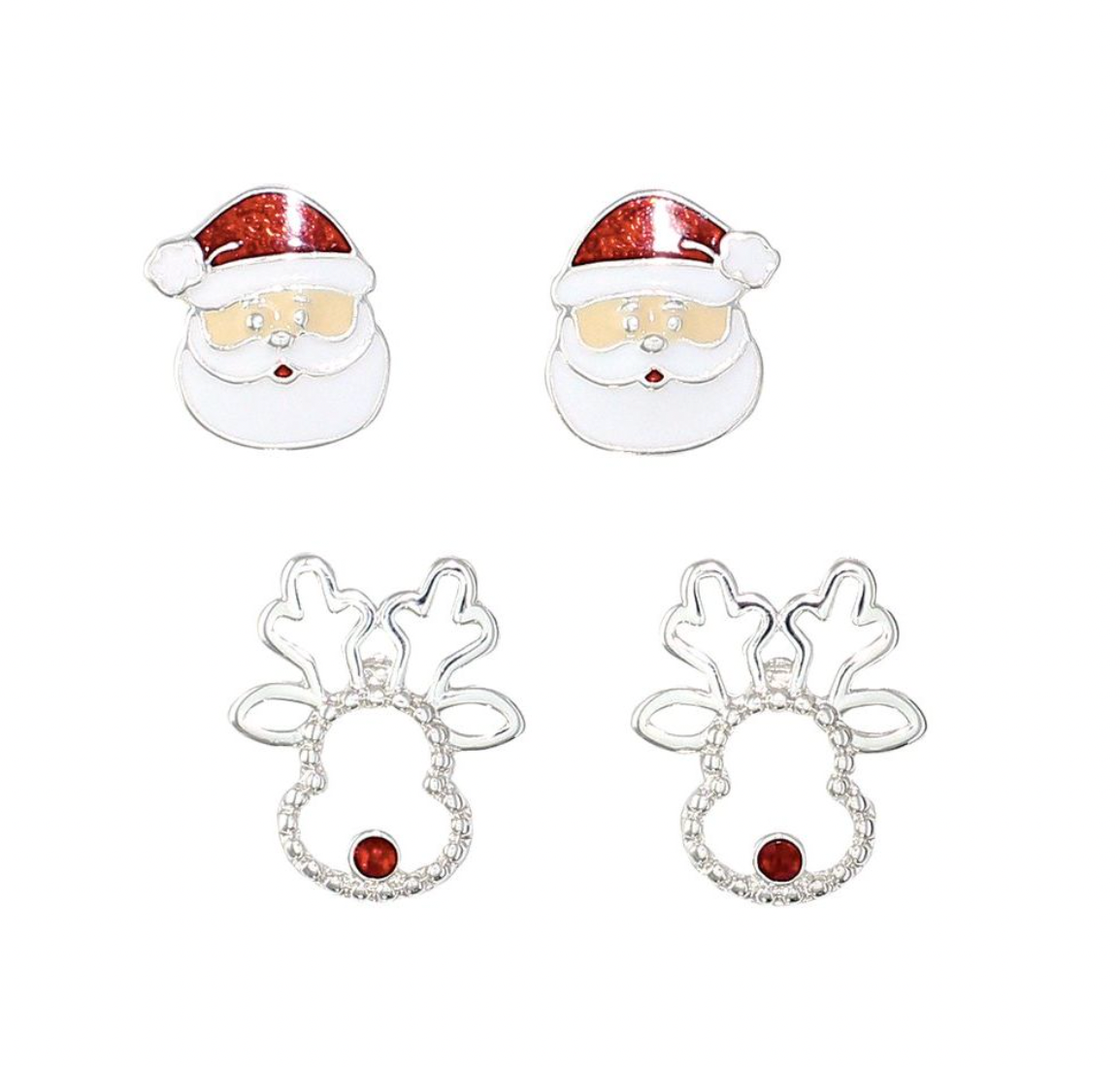 Periwinkle Duo Santa Rudolph Earrings