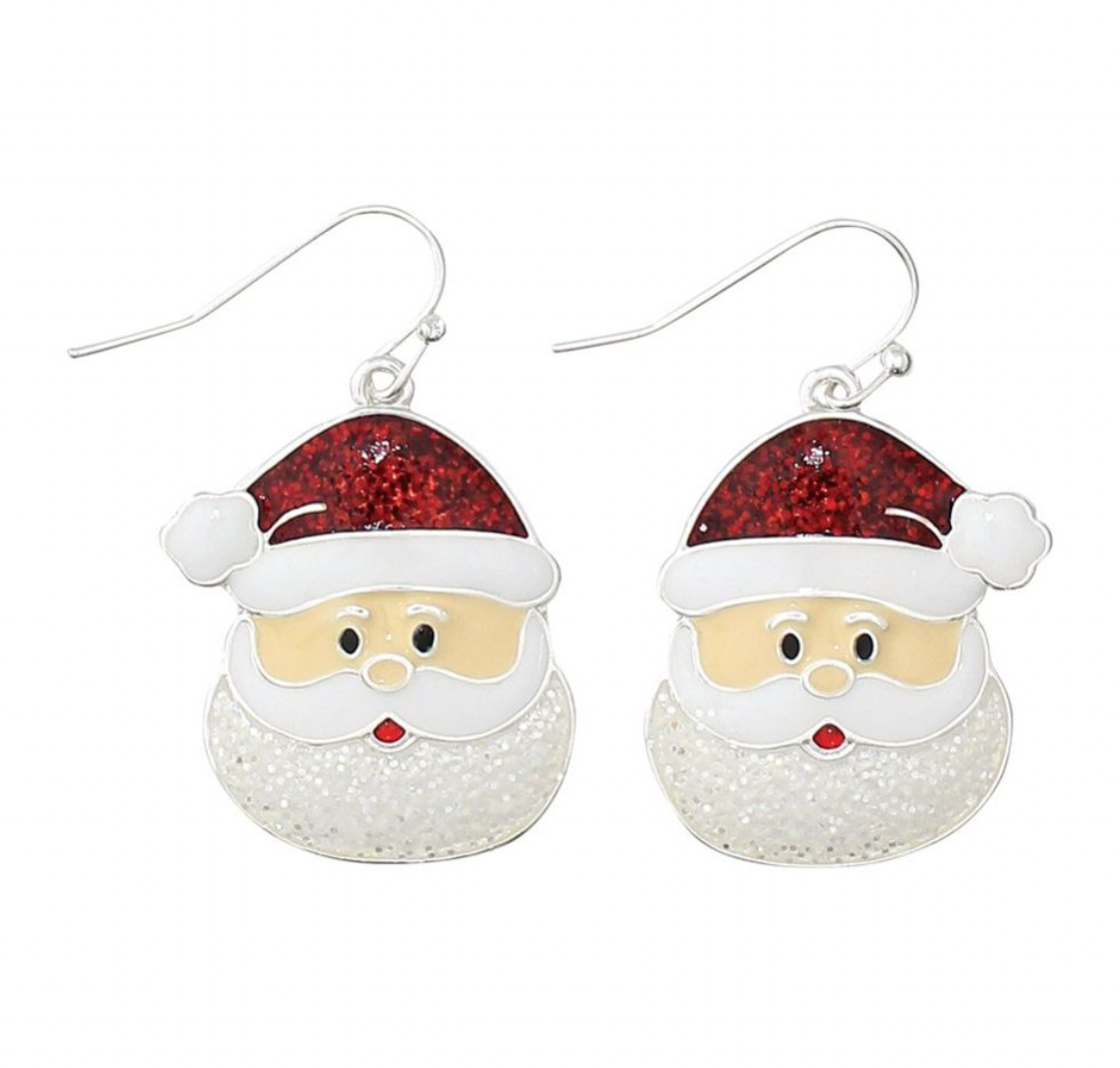 Periwinkle Enamel Santa Face Earrings