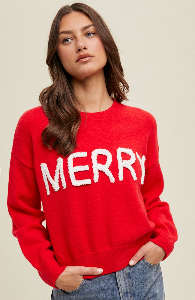 Merry Fluffy Patch Sweater