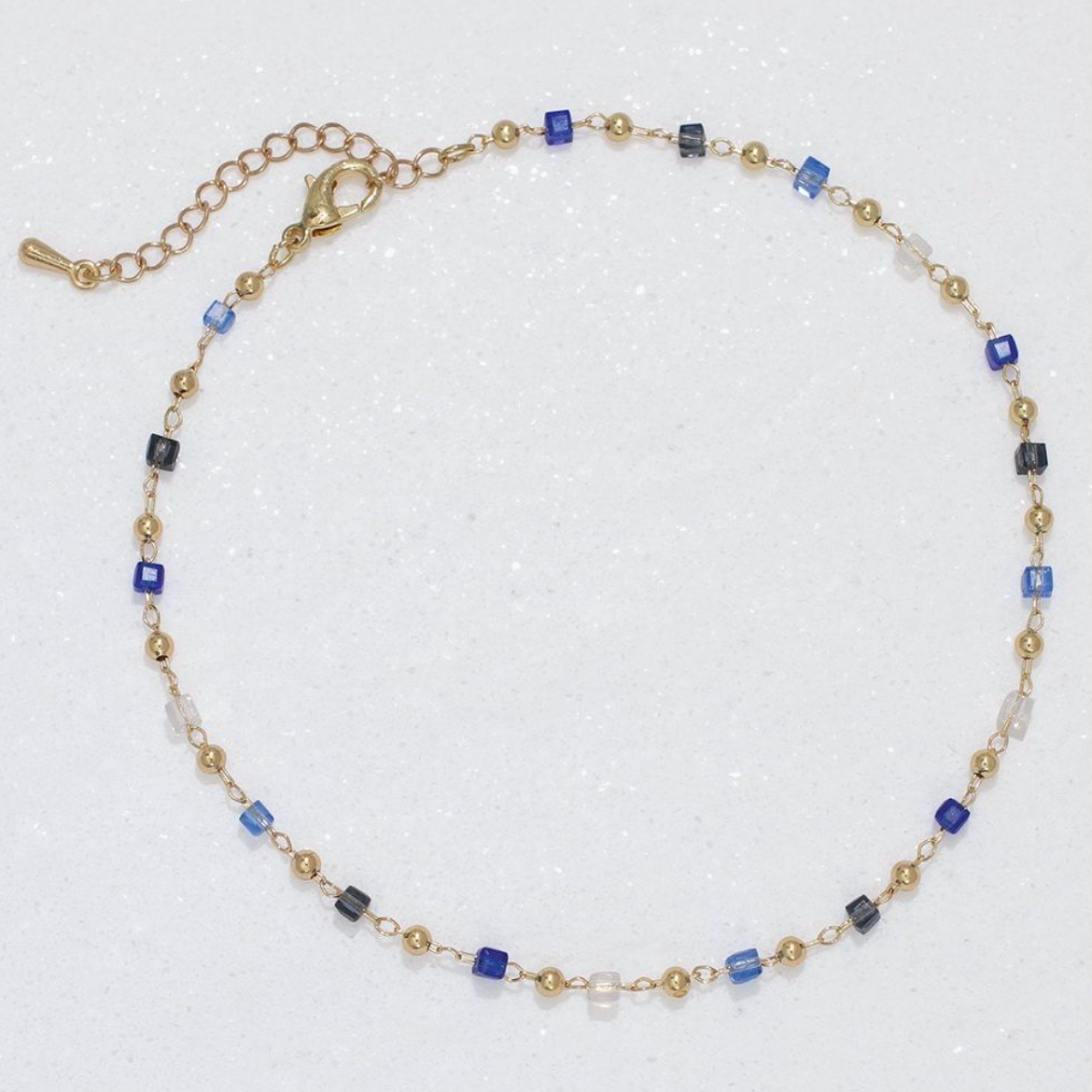 Periwinkle Gold Blue Anklet