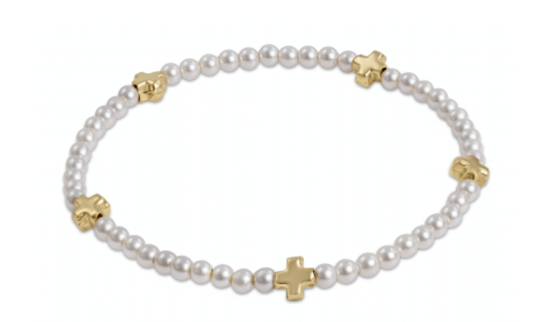 ENewton Signature Cross Small 3mm Pearl Bracelet