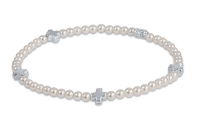 ENewton Signature Cross Small 3mm Pearl Bracelet