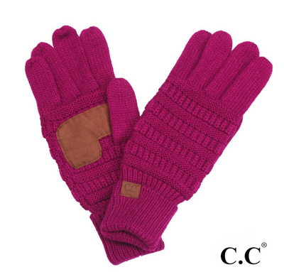 CC Solid Ribbed Smart Touch Gloves