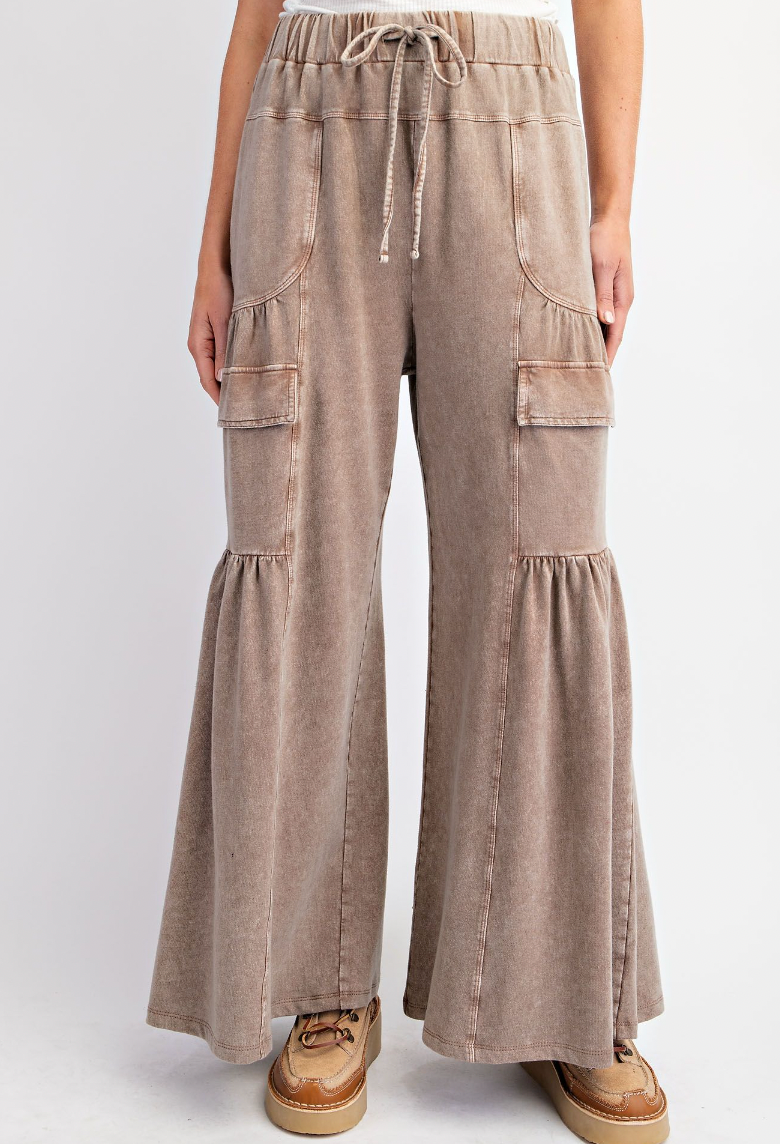 Mineral Wash Ruffle Bottom Pants by Easel