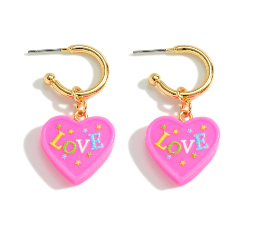 "Love" Huggie Hoop Earrings