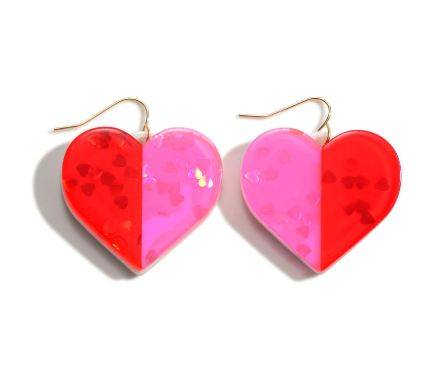 Resin Heart Drop Earrings