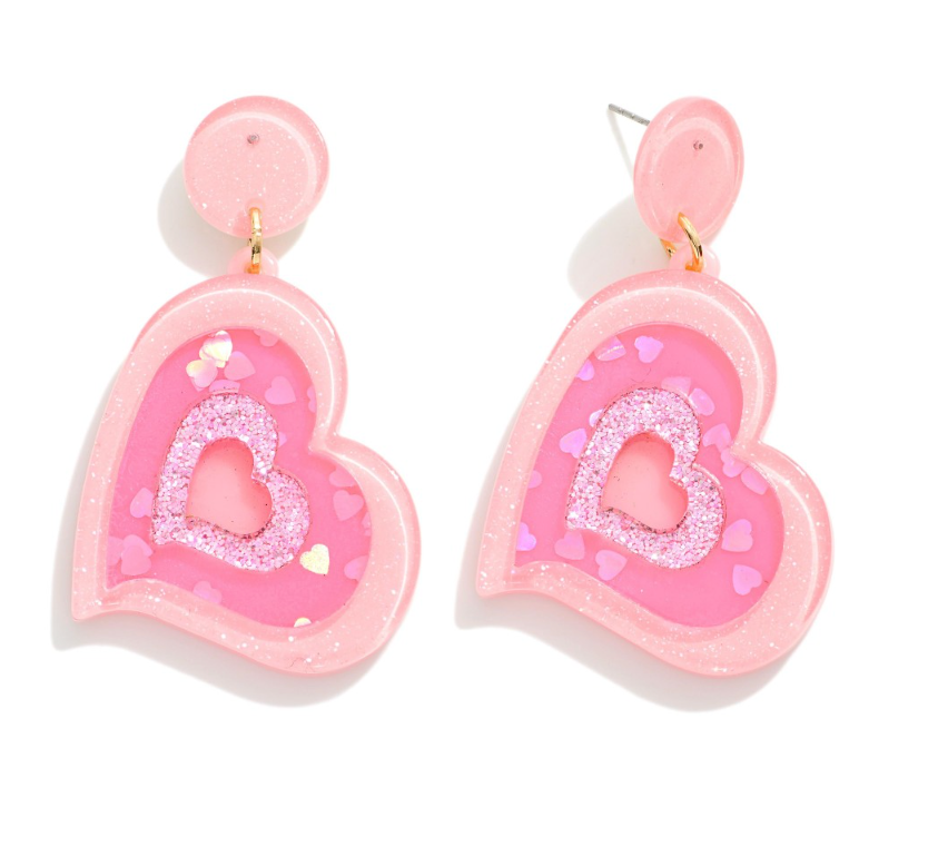 Glitter Heart Drop Earrings