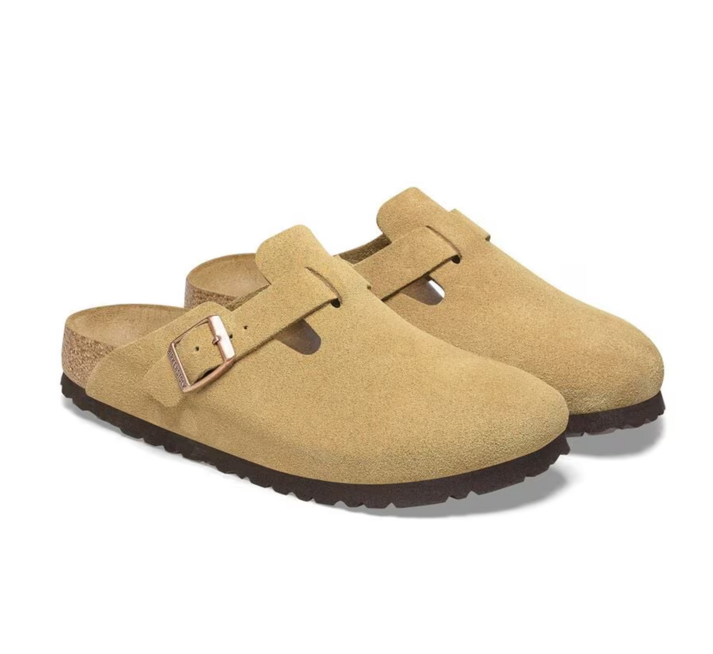 Birkenstock Boston Suede Leather - Latte Cream