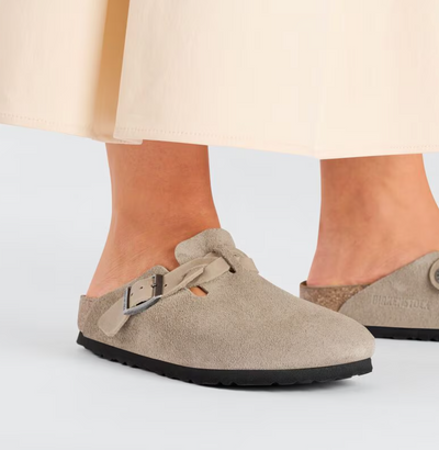 Birkenstock Boston Braided Suede Leather - Taupe