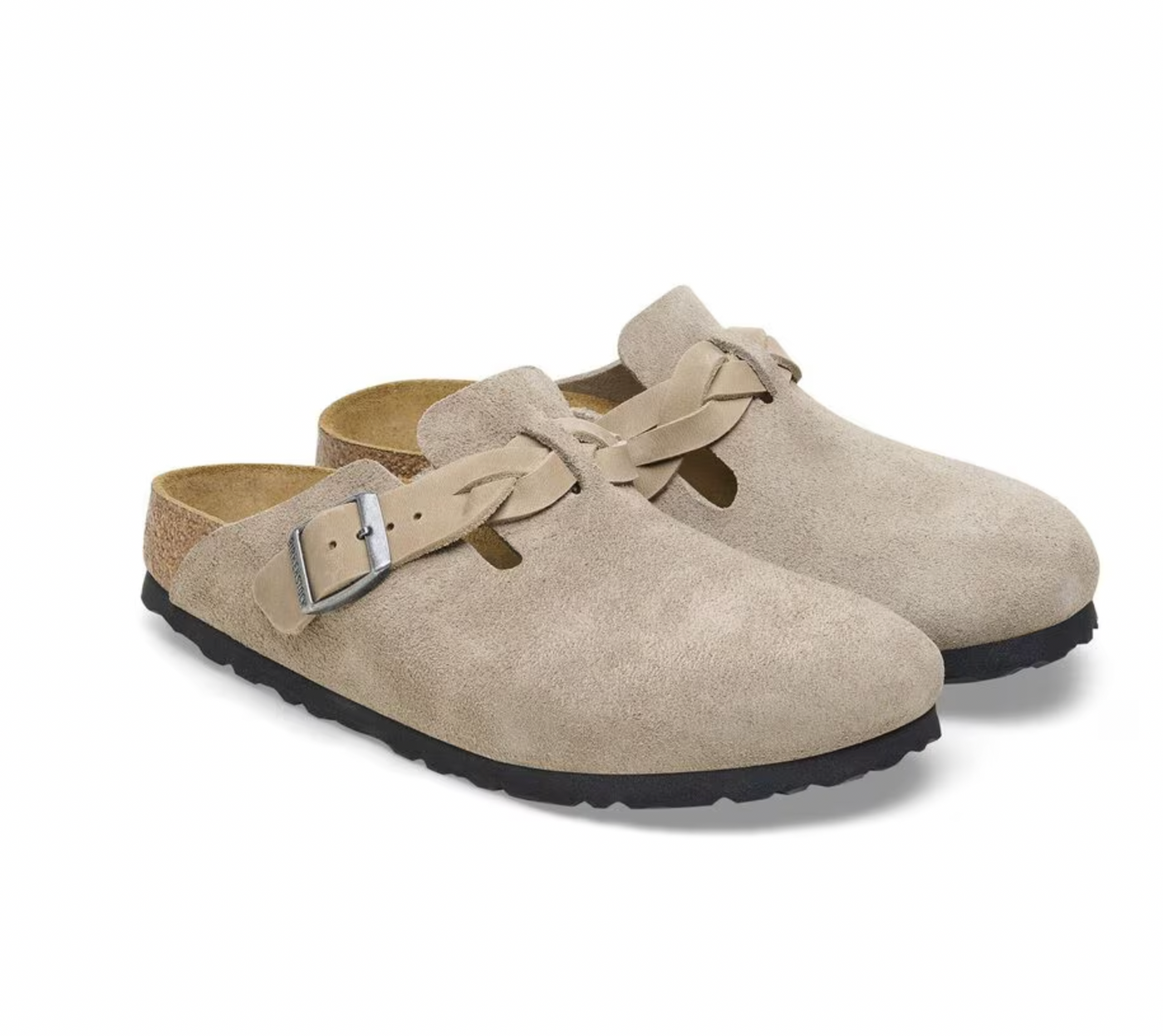 Birkenstock Boston Braided Suede Leather - Taupe