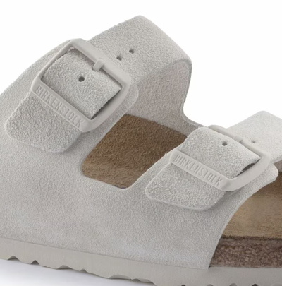 Birkenstock Arizona Soft Footbed Suede Leather - Antique White