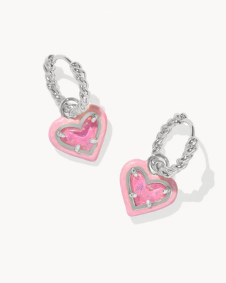 Kendra Scott Ari Heart Enamel Silver Huggie