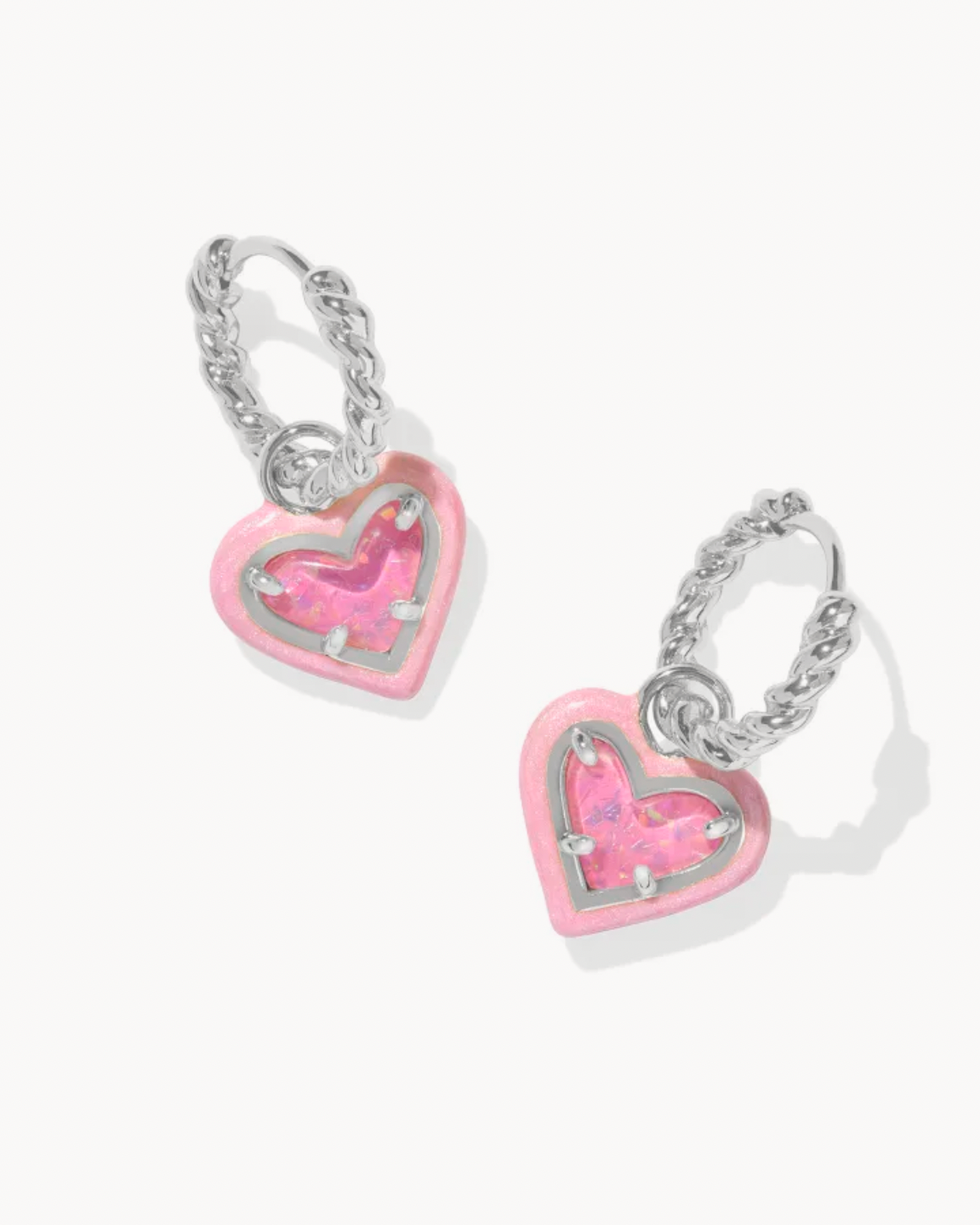 Kendra Scott Ari Heart Enamel Silver Huggie