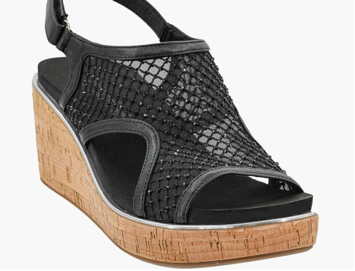 Corky's Carley Wedge Sandals Black Mesh