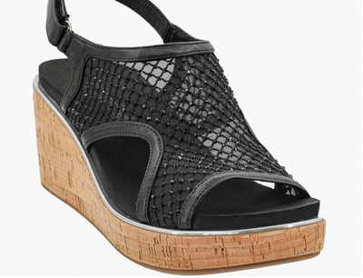 Corky's Carley Wedge Sandals Black Mesh