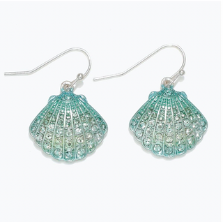 Periwinkle Aqua Mint Scallop Shell Earrings