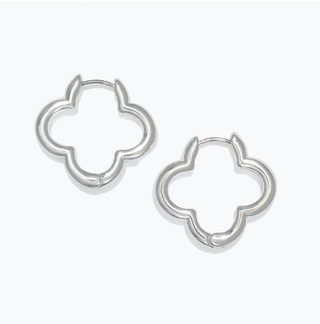 Periwinkle Silver Hinged Clover Earrings