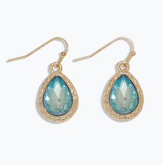 Periwinkle Faceted Aqua Teardrop Earrings