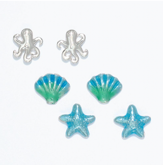 Periwinkle Octopus Shell Starfish Earring Set