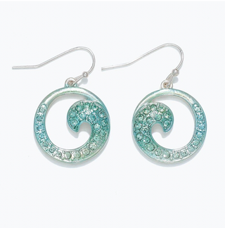 Periwinkle Aqua Metallic Open Wave Earrings