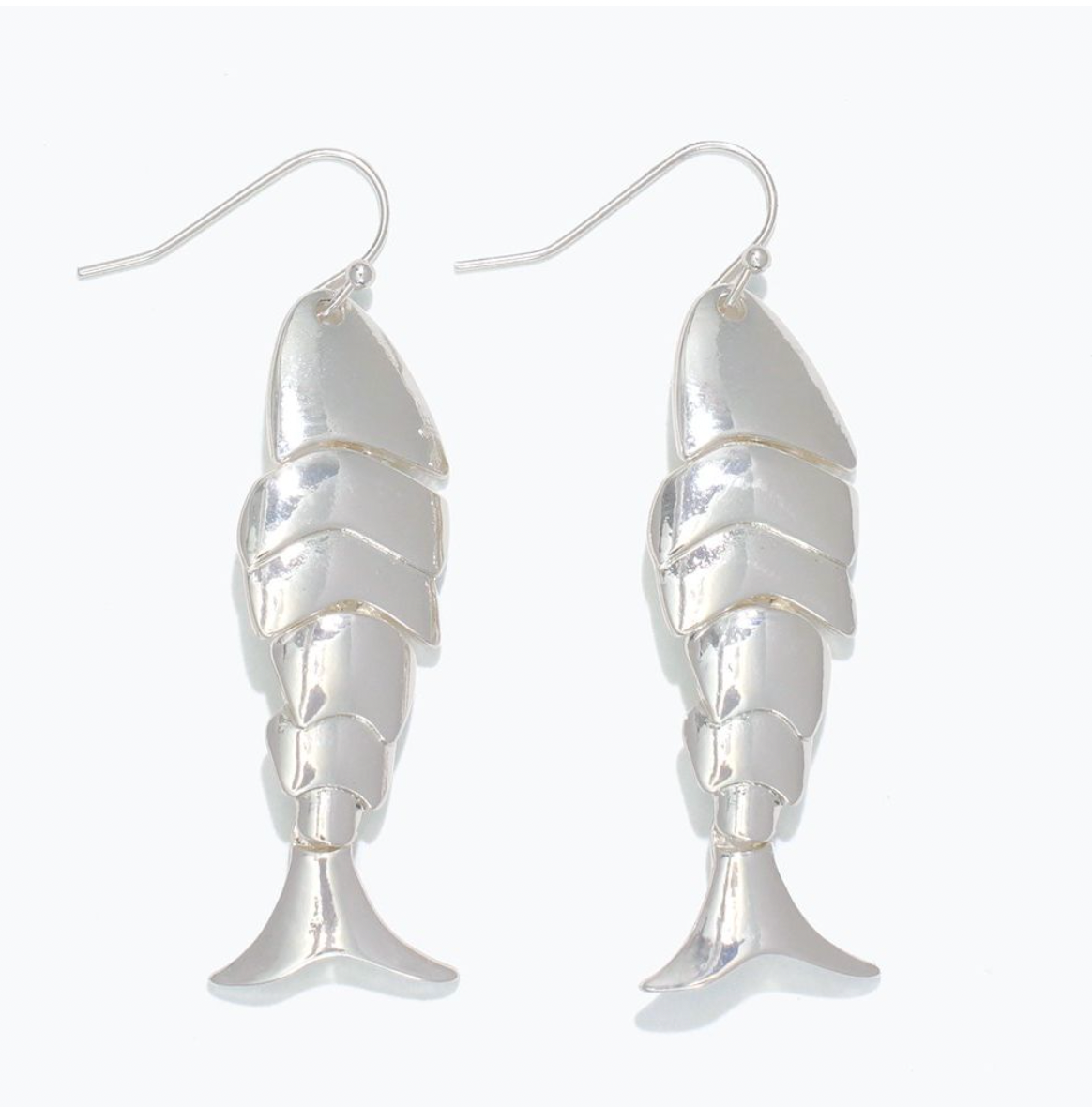 Periwinkle Moveable Silver Fish Earrings