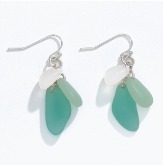Periwinkle Sea Glass Cluster Earrings