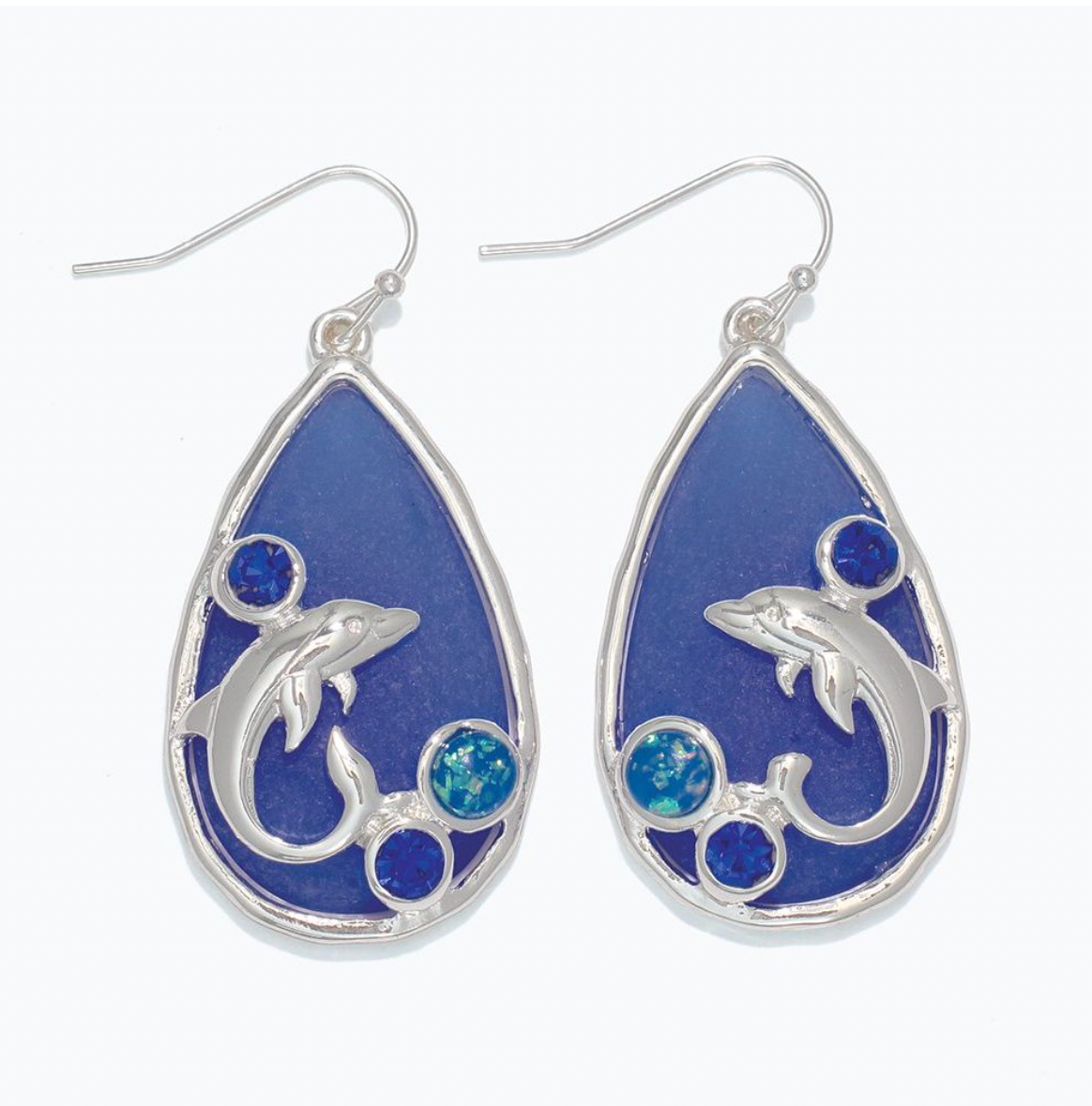 Periwinkle Blue Dolphin Drop Earrings