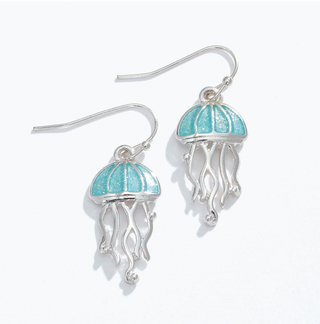 Periwinkle Aqua Glitter Jellyfish Earrings