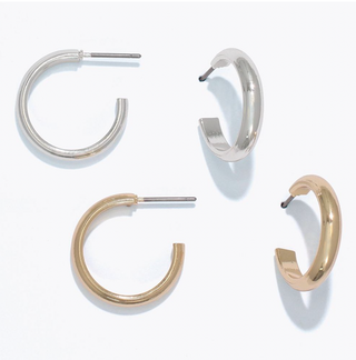 Periwinkle Duo Gold Silver Hoops
