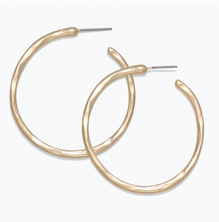 Periwinkle Hammered Matte Gold Hoops