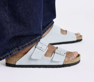 Birkenstock Arizona Suede Leather (Narrow) - Baby Blue