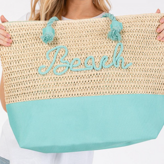 "Beach" Woven Tote